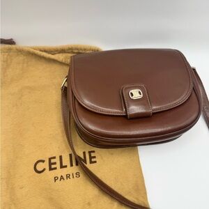 Vintage Celine Horse Carriage Saddle Bag Brown Leather Crossbody Italy